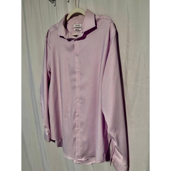 Calvin Klein Infinite Cool Men’s Dress Shirt 17.5 36/37 Slim Tall Stretch - Picture 2 of 8